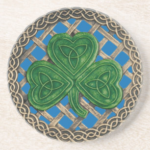 Posavasos Shamrock and Celtic Knots Coaster Blue