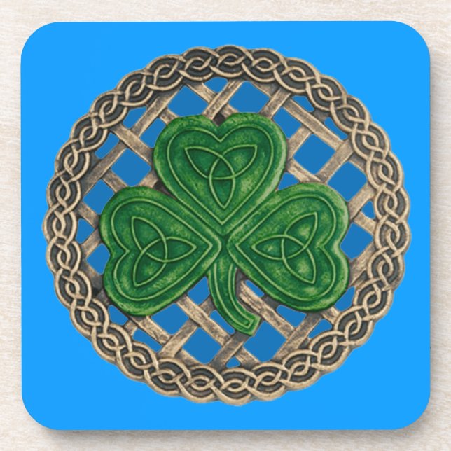 Posavasos Shamrock Azul Y Ataques De Nudos Celtas (Frente)