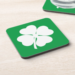Posavasos Shamrock blanco de 4 hojas