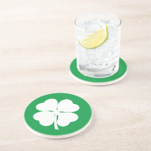 Posavasos Shamrock blanco de 4 hojas