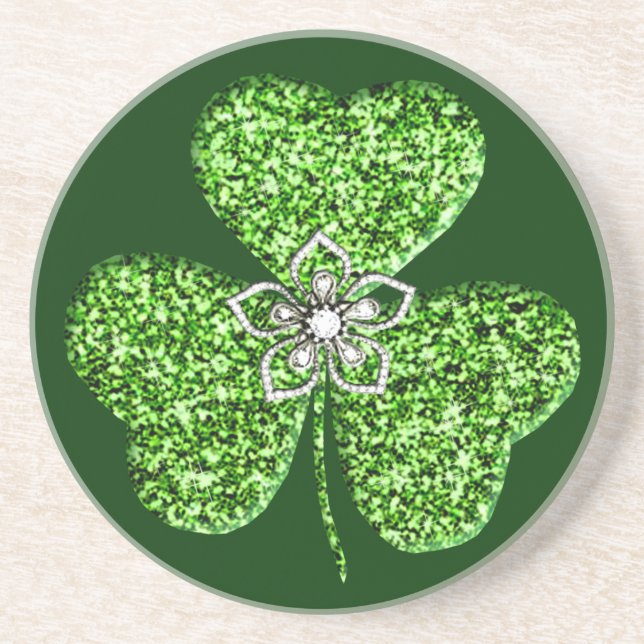 Posavasos Shamrock purpurina Y Montaña De Flores (Frente)