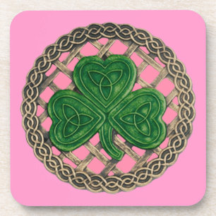 Posavasos Shamrock Rosado Y Aves De Nodos Celtas