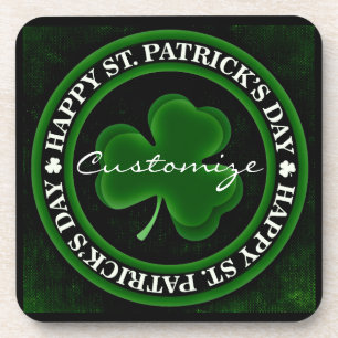 Posavasos Shamrock verde/negro Día de San Patricio Orgullo I