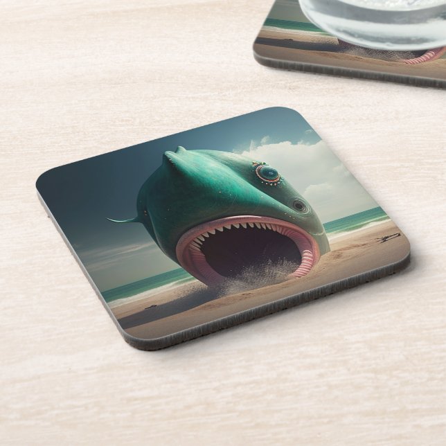 Posavasos Shark sculpture on the beach (Lado Izquierdo)