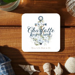Posavasos She Found Her Anchor Nautical Bridal Shower<br><div class="desc">Celebrate in coastal style with these personalized She Found Her Anchor coasters. Featuring the bride-to-be’s name, elegant nautical wording, a charming anchor design, and the phrase Cheers to the Bride-to-Be below, these custom coasters are perfect for bridal showers, mimosa bars, cocktail stations, beach celebrations, yacht parties, and seaside events. Both...</div>