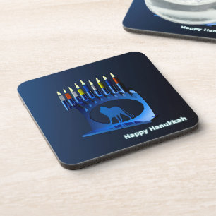 Posavasos Shiny Blue Chanukkah Menorah