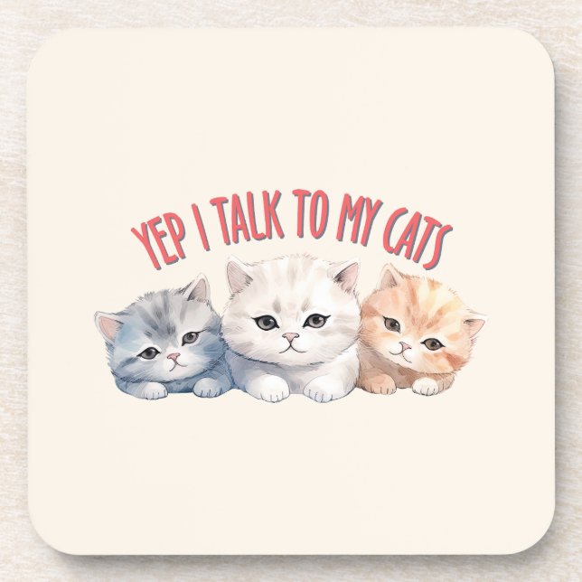 Posavasos Sí, hablo con mis gatos - Adorable diseño de trigo (Frente)