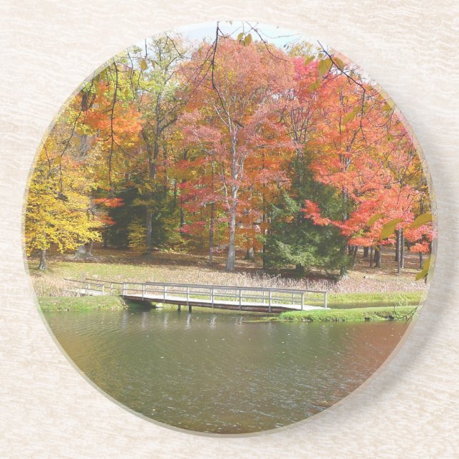 Posavasos Siete Springs Fall Bridge III Paisaje de Otoño (Frente)