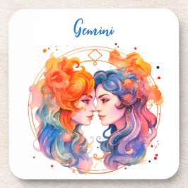 Posavasos Signo astrológico zodiaco de Gemini en acuarela