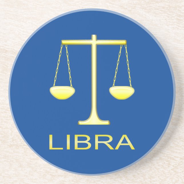 Posavasos Signo de estrella de balanzas de oro de Libra (Frente)