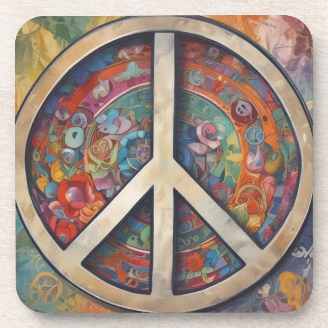 Posavasos Signo de paz arte pop (Frente)
