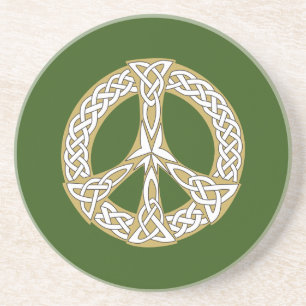 Posavasos Signo de paz celta dorada y blanca