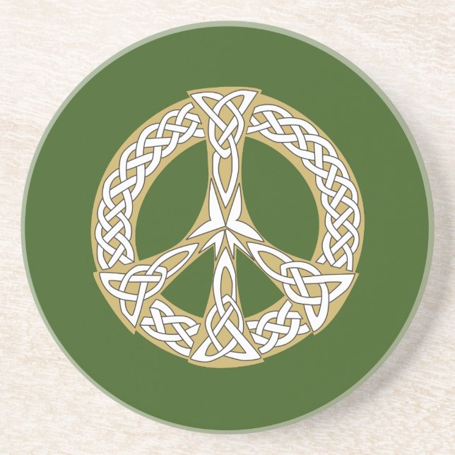 Posavasos Signo de paz celta dorada y blanca (Frente)