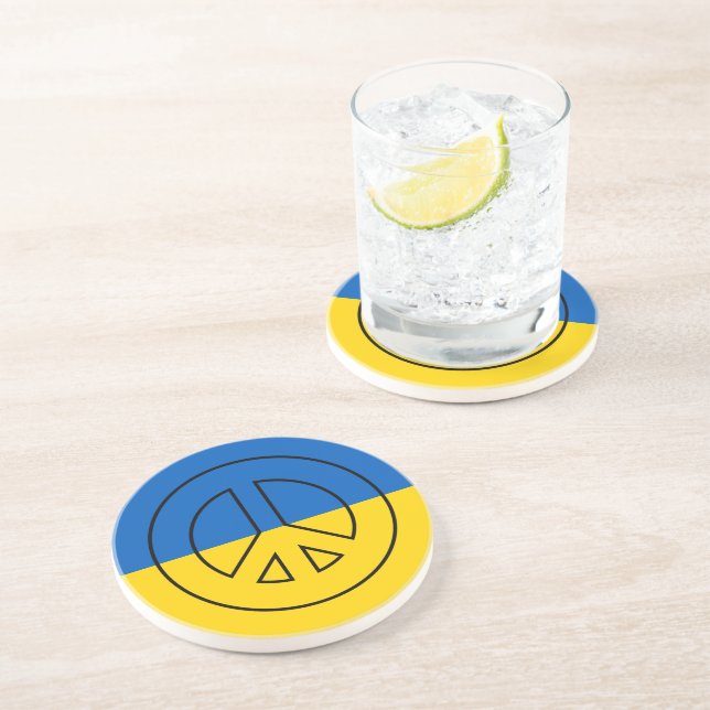 Posavasos Signo de paz de bandera ucraniana (Lado)