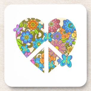 Posavasos Signo de paz de flor hippy