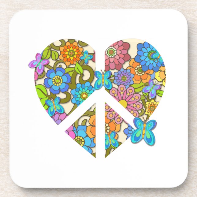 Posavasos Signo de paz de flor hippy (Frente)