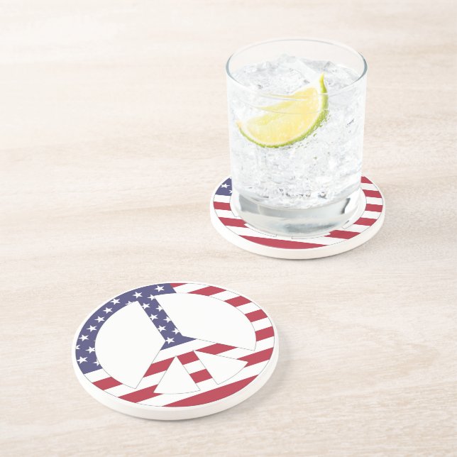 POSAVASOS SIGNO DE PAZ DE LA BANDERA ESTADOUNIDENSE (Lado)