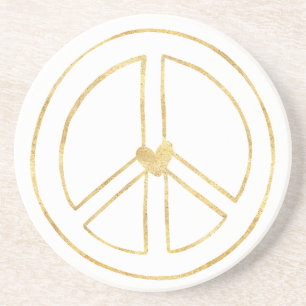 Posavasos Signo de paz del corazón dorado