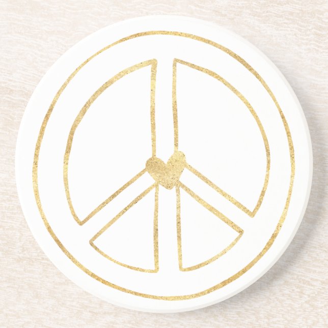 Posavasos Signo de paz del corazón dorado (Frente)