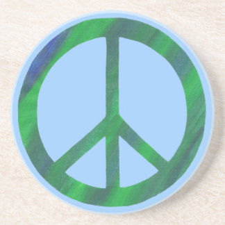 Posavasos Signo de paz verde azul, castores