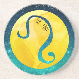 Posavasos Signo del Zodíaco Amarillo Leo en Cielo Estrellado