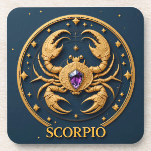 Posavasos Signo zodiacal Escorpio dorado con joya
