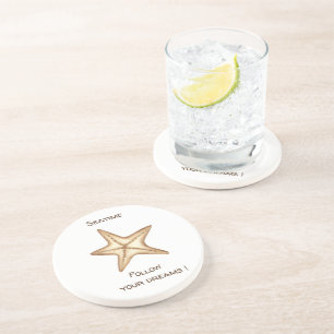 Posavasos Sigue tus sueños acuarela Seatime Estrella de mar