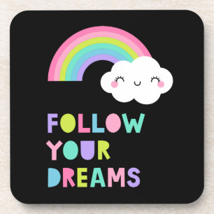 Posavasos Sigue tus sueños una nube arcoiris suave