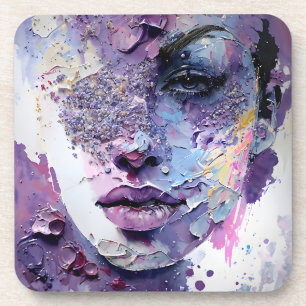 Posavasos "Silencio cristalino" - Un retrato morado
