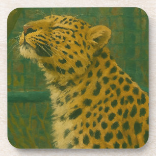 Posavasos Silencio iluminado por el sol - Leopardo en paro