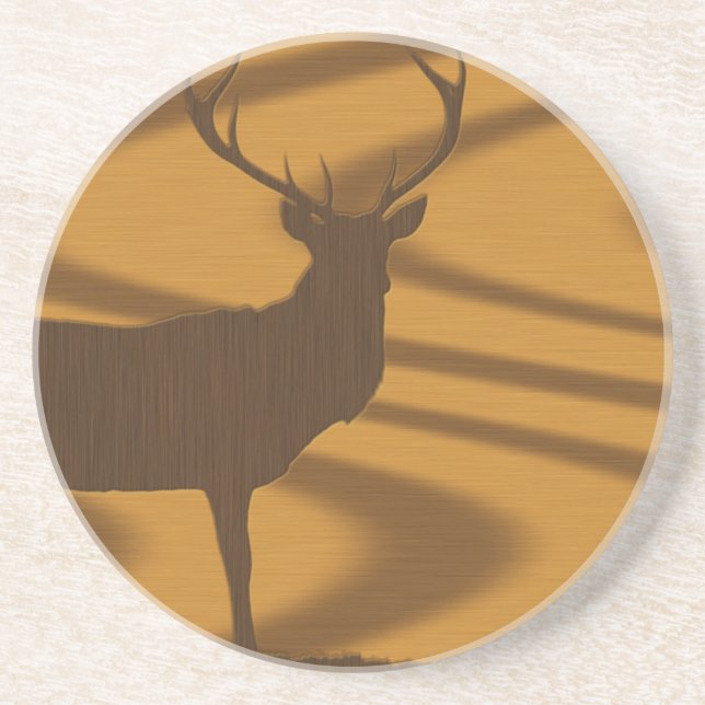 Posavasos Silhouette Big Buck en la madera (Frente)
