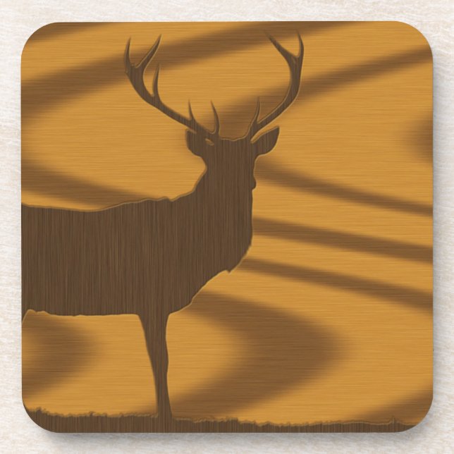Posavasos Silhouette Big Buck en la madera (Frente)