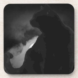 Posavasos Silhouette Black Cat Moonlight