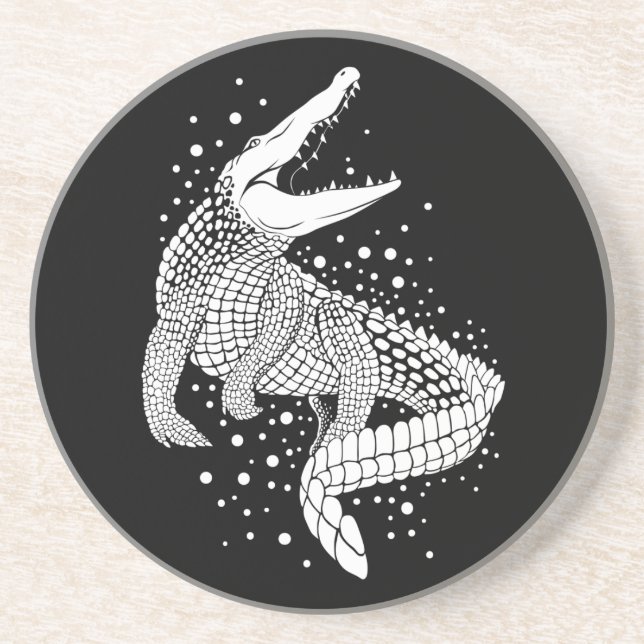 Posavasos Silhouette de animales blancos - Cocodrilo (Frente)