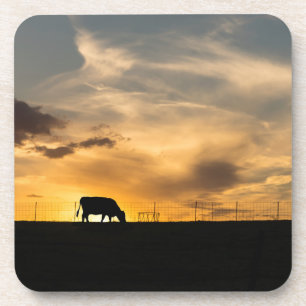 Posavasos Silhouette de Cattle Sunset