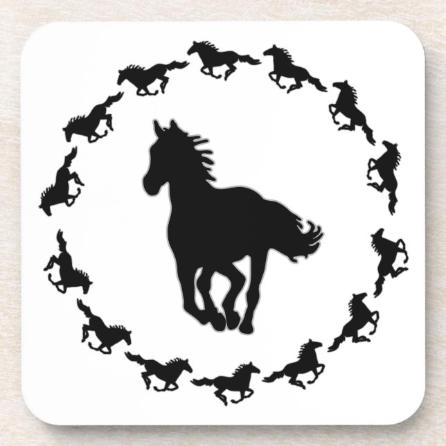 Posavasos Silhouette de diseño de caballos (Frente)