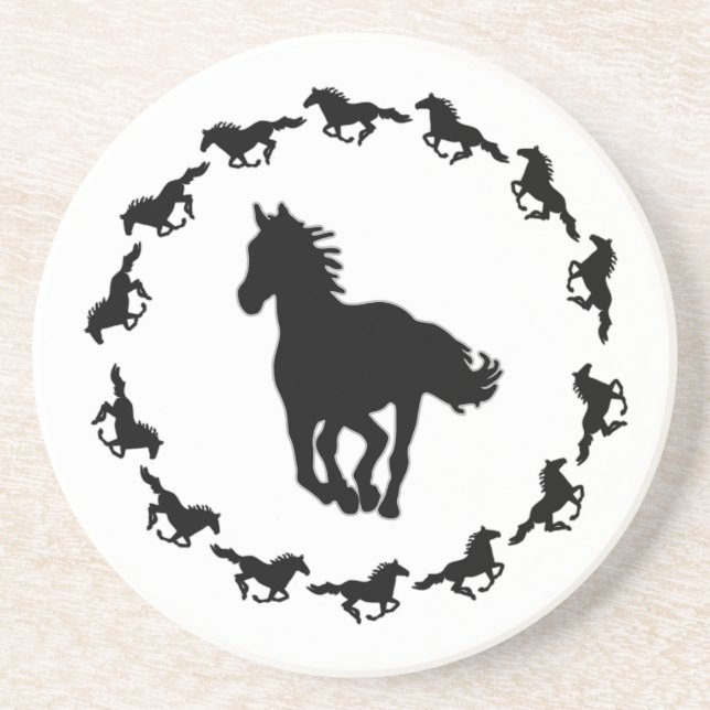 Posavasos Silhouette de diseño de caballos (Frente)