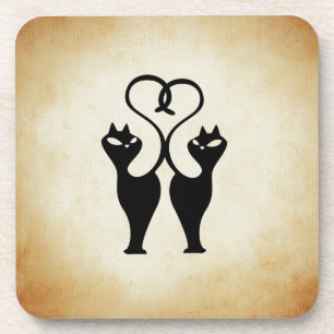 Posavasos Silhouette de dos gatos