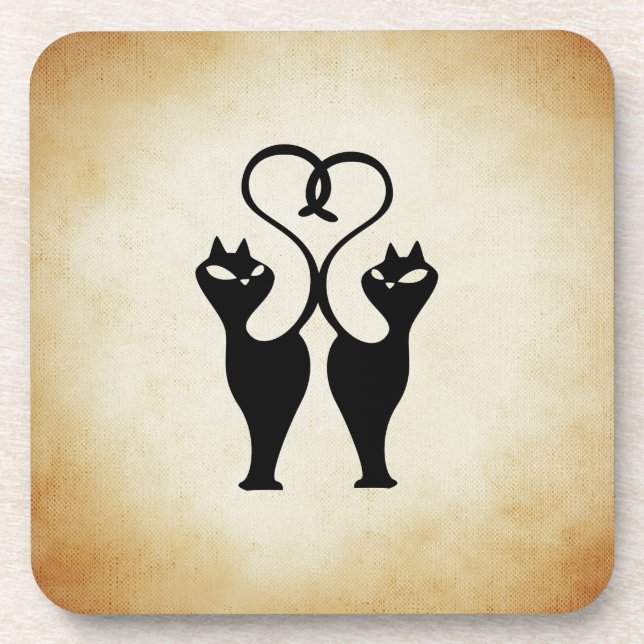 Posavasos Silhouette de dos gatos (Frente)