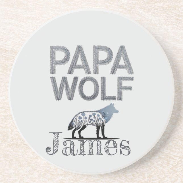Posavasos Silhouette de la naturaleza del Papa Wolf personal (Frente)
