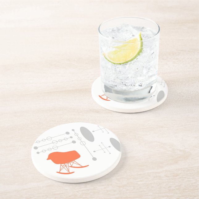 Posavasos Silhouette de la silla de la silla del patrón gris (Lado)