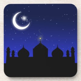 Posavasos Silhouette de mezquita de noche - Pascua de plásti