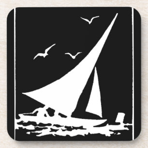 Posavasos Silhouette Retro Sailboat