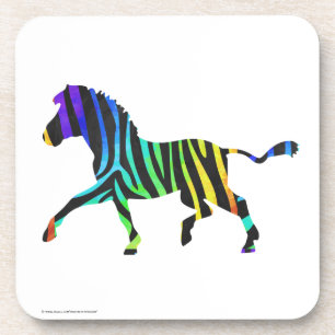 Posavasos Silhouette Zebra Black and Rainbow
