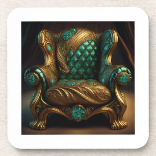 Posavasos Silla De Brazo De Lujo Verde Y Dorado