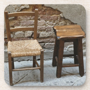 Posavasos Silla pequeña y taburete, Pienza, Italia
