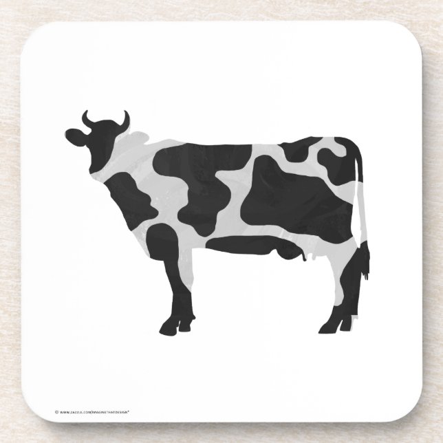 Posavasos Silueta blanca y negra de vaca (Frente)