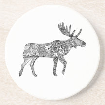 Silueta de alce ornamental en blanco y negro