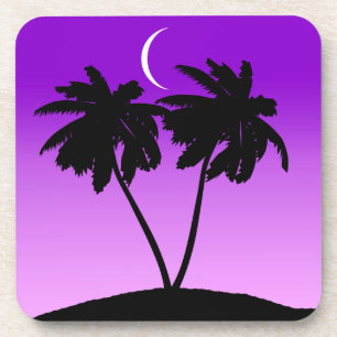 Posavasos Silueta de árbol de palma en violeta