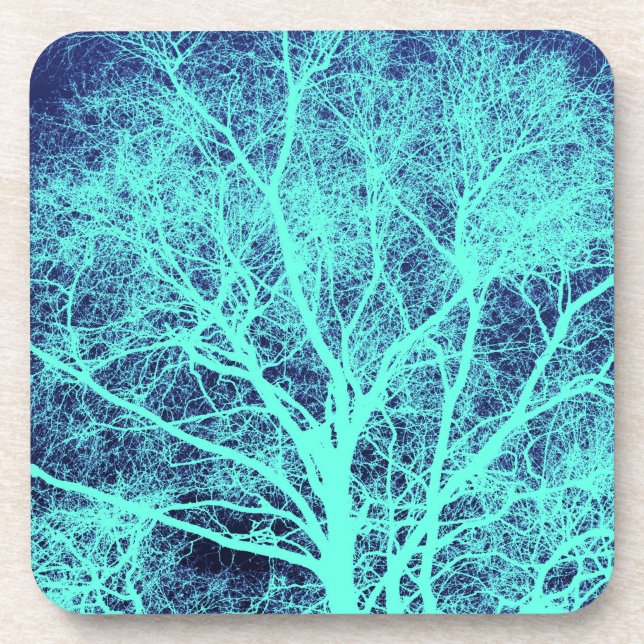 Posavasos Silueta de árbol verde (Frente)